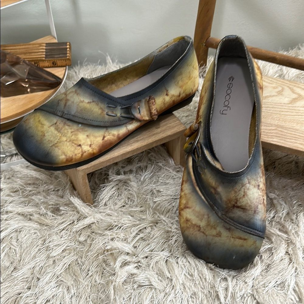 Women’s Tie-Dye Mary Jane Clogs in Yellow and Brown - Ecoggy